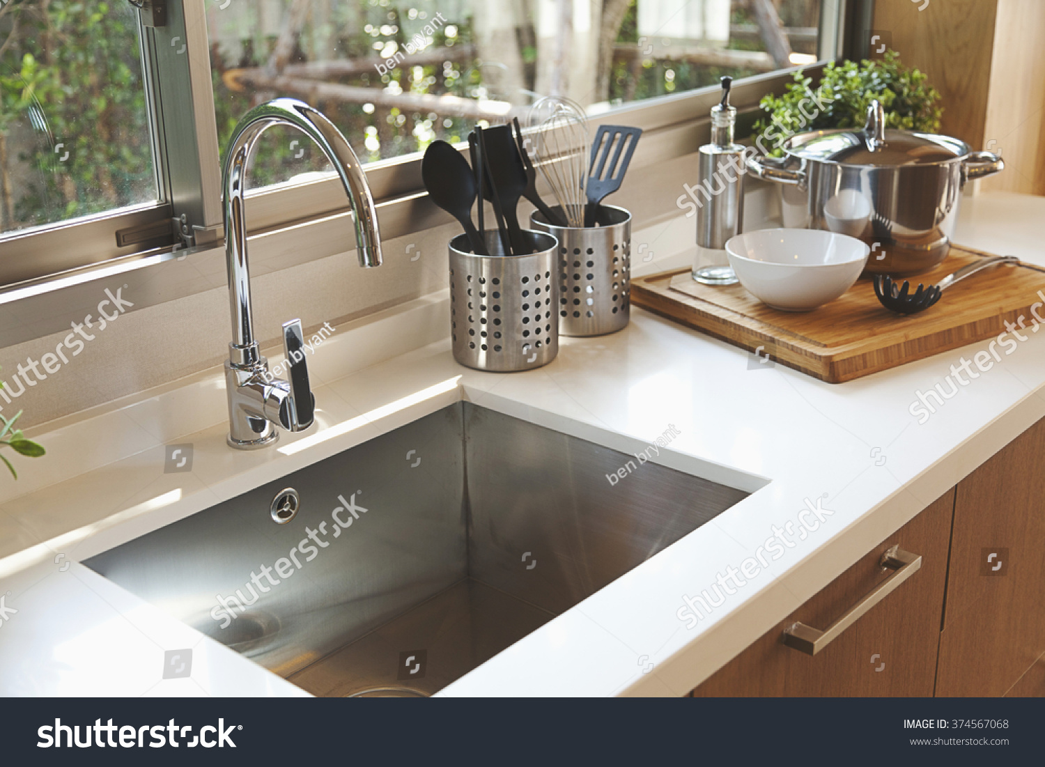 Kitchen sink and faucet #374567068