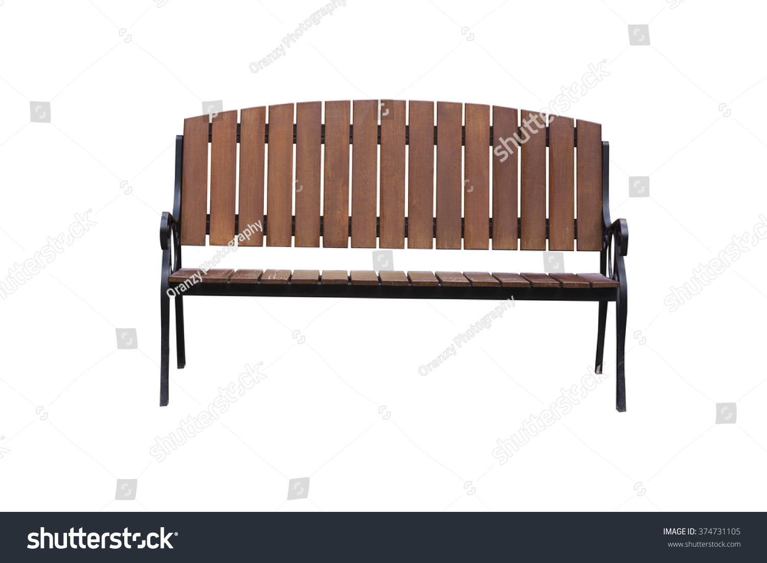 Wooden Park Bench Isolated on White Background #374731105