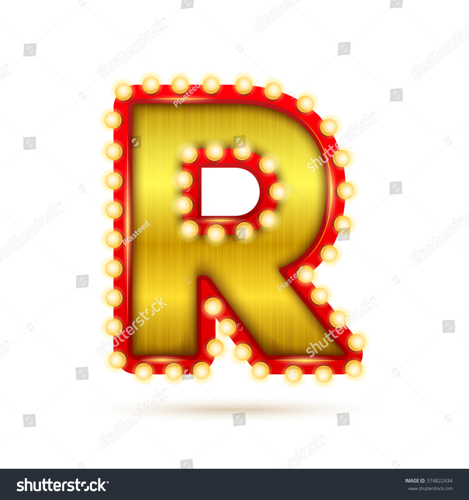 Realistic retro alphabet. Letter R - Royalty Free Stock Vector ...