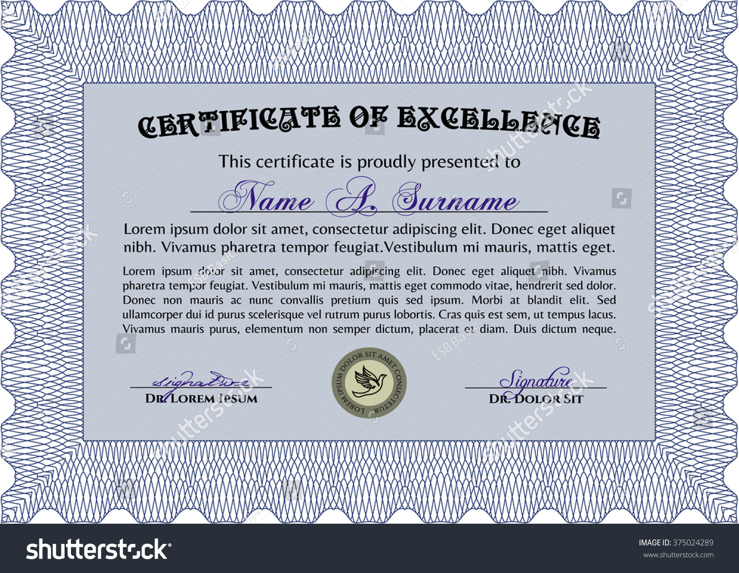 Blue Certificate of achievement. Diploma of - Royalty Free Stock Vector ...