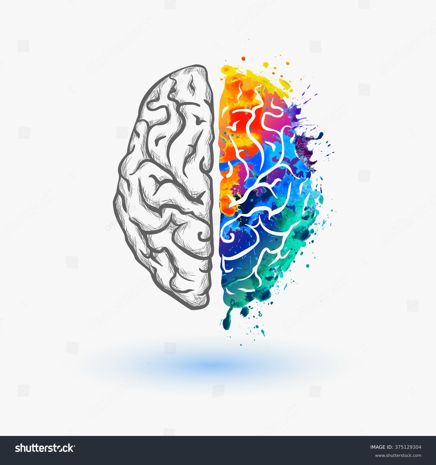 Left and right hemisphere of human brain #375129304