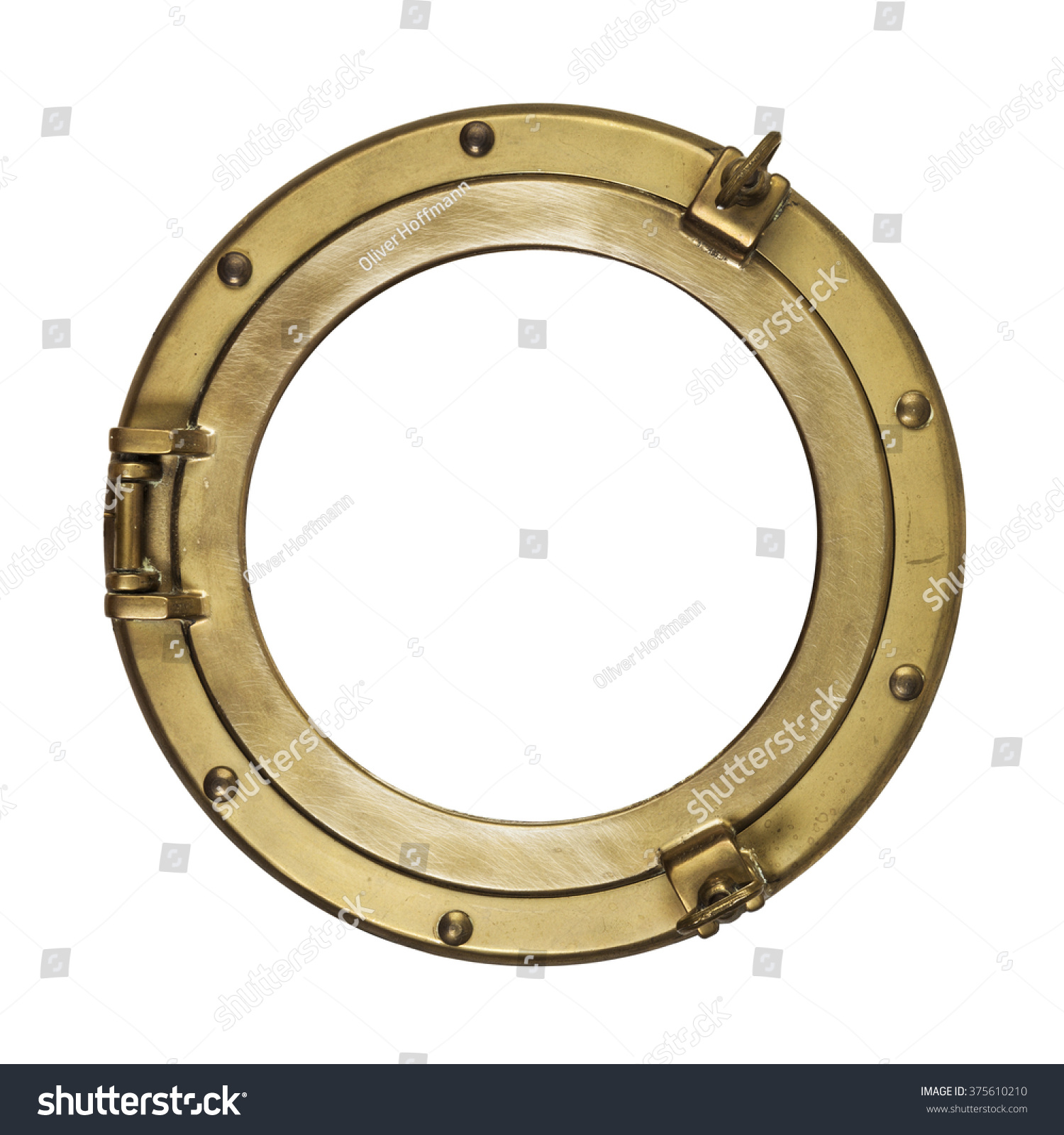 Porthole isolated with clipping path. Vintage brass porthole isolated with clipping path on white background #375610210