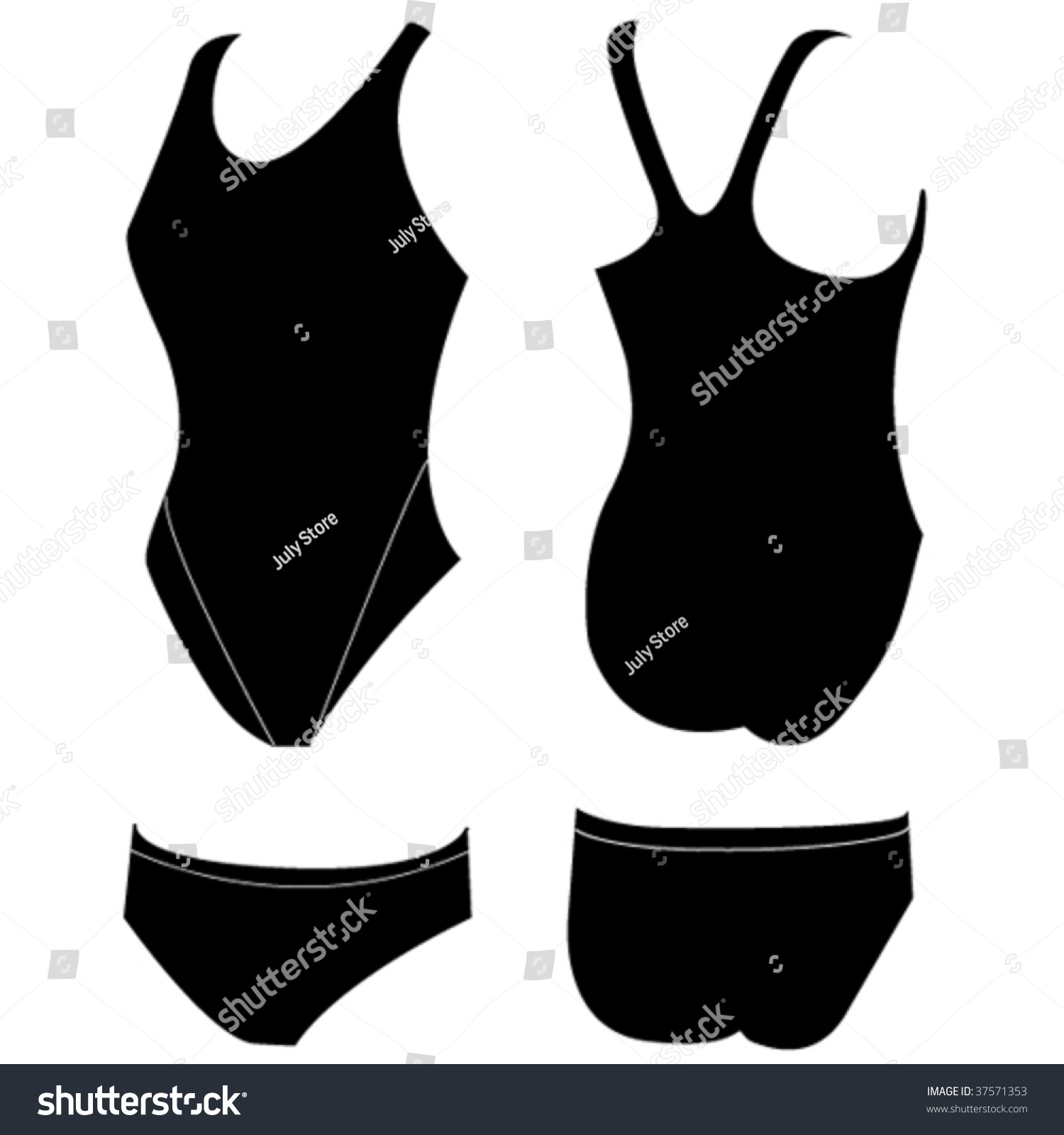 Woman and man black swimsuits - Royalty Free Stock Vector 37571353 ...