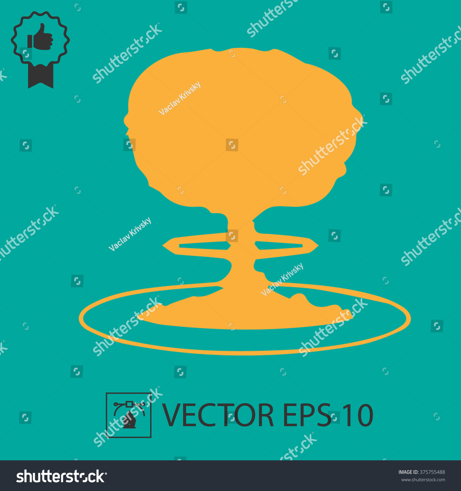Mushroom cloud nuclear explosion vector icon. War symbol. #375755488