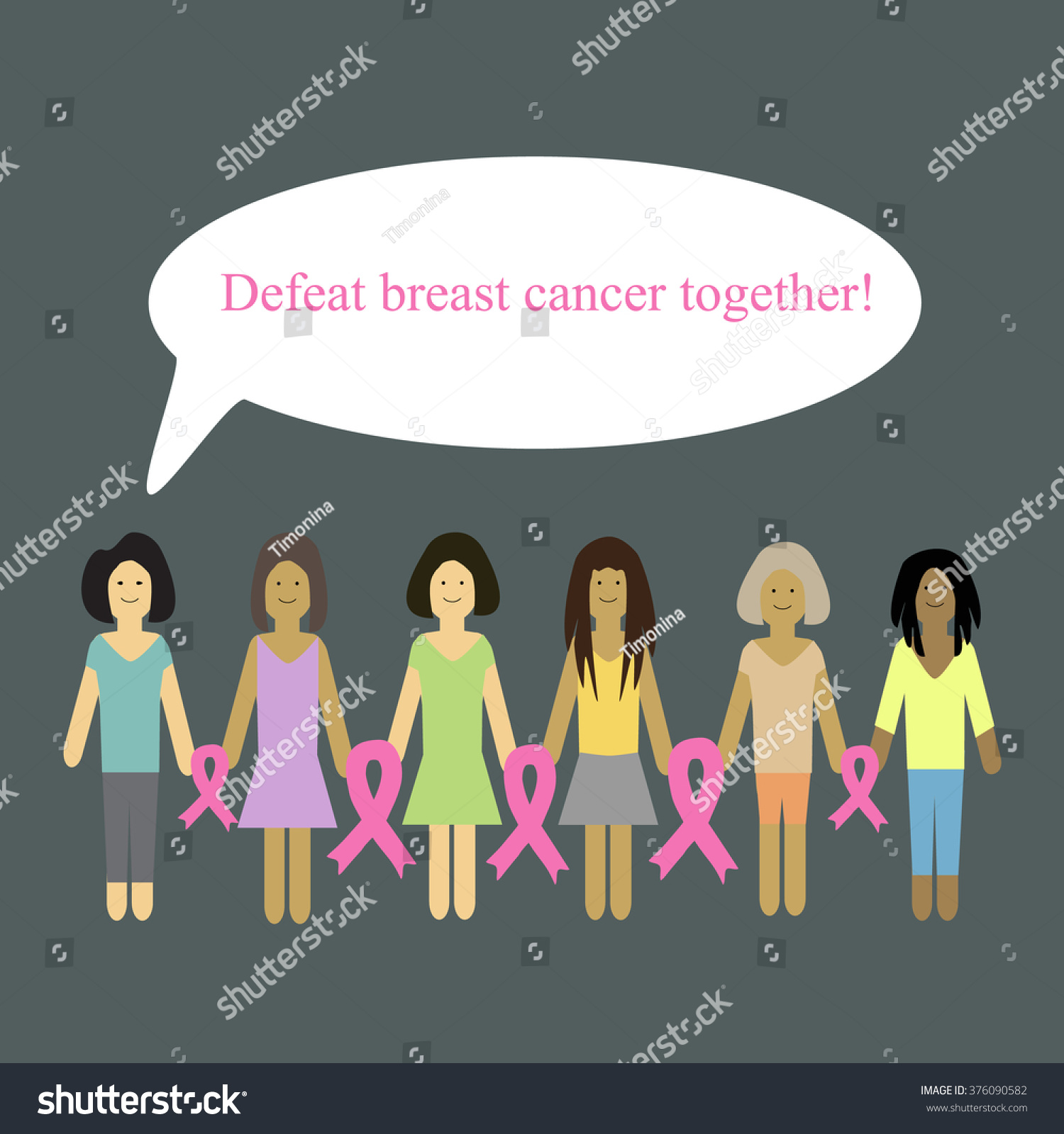 Defeat cancer together. Ribbon Breast Cancer. - Royalty Free Stock 