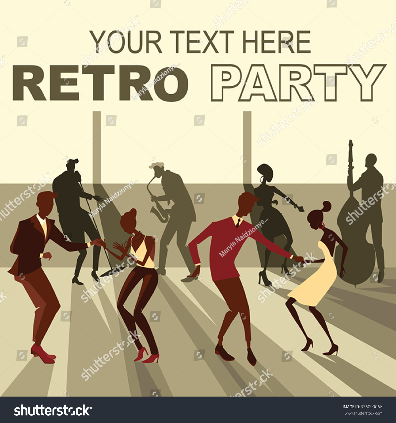 Vector illustration of people dancing the twist on the retro party #376099066