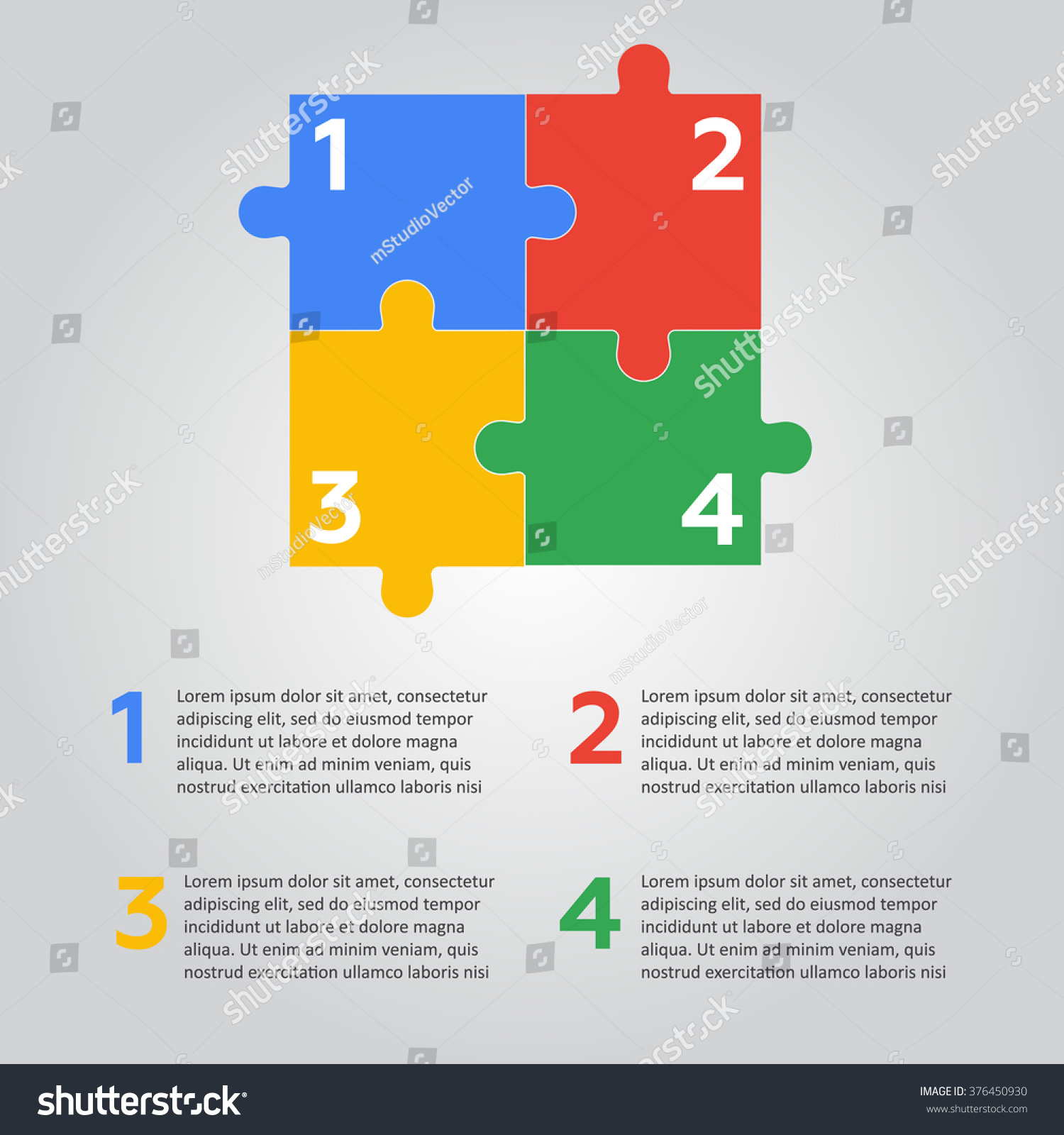 Six vector jigsaw puzzle pieces - Royalty Free Stock Vector 376450930 ...