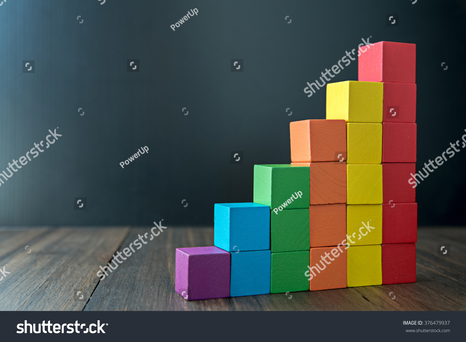 Colorful stack of wood cube building blocks #376479937
