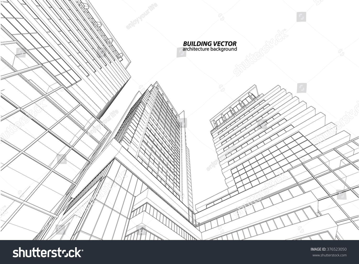 Perspective 3d Wireframe of building #376523050