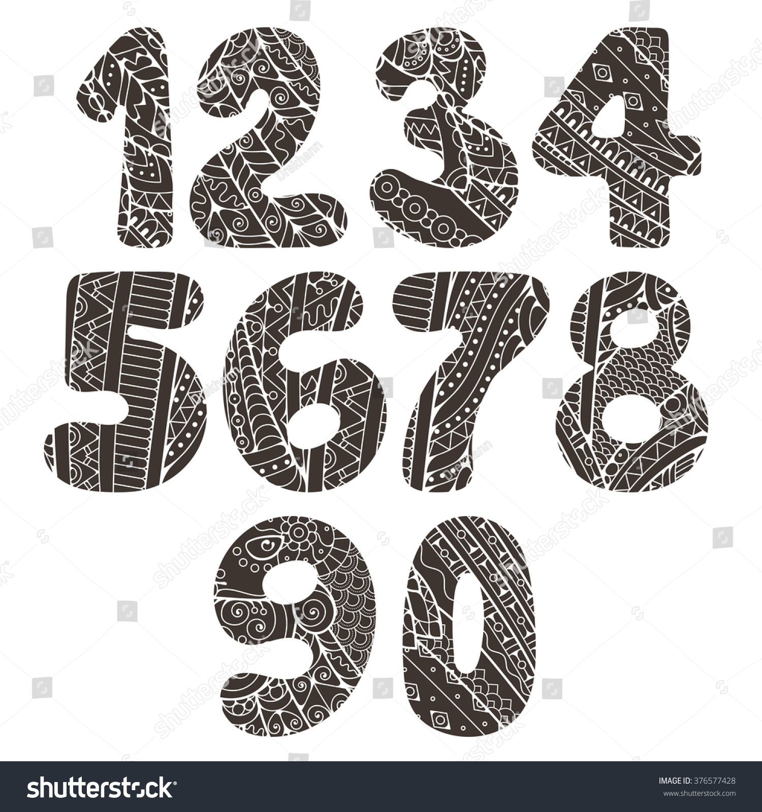 Zentangle numbers set. Collection of doodle - Royalty Free Stock Vector ...