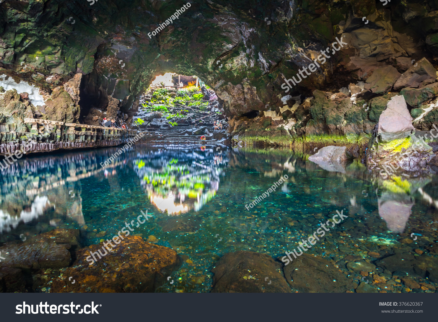 Beautiful cave in Jameos del Agua, Lanzarote, Canary Islands, Spain #376620367