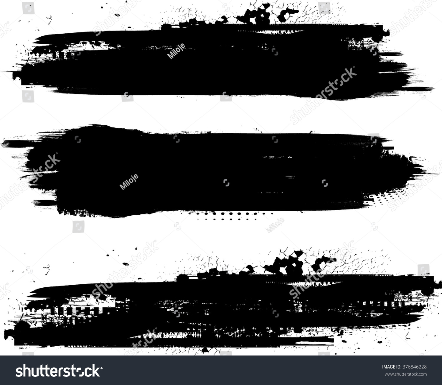 Grunge Paint stripe . Vector brush Stroke . Distressed banner . Black isolated paintbrush collection . Modern Textured shape . Dry border in Black  #376846228
