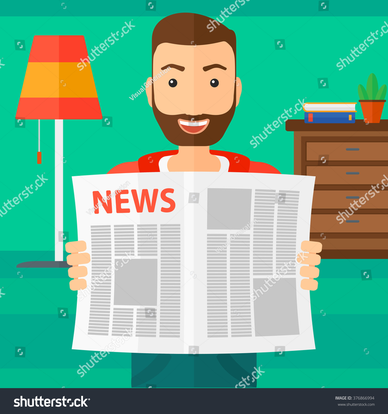 Reporter reading newspaper. - Royalty Free Stock Vector 376866994 ...