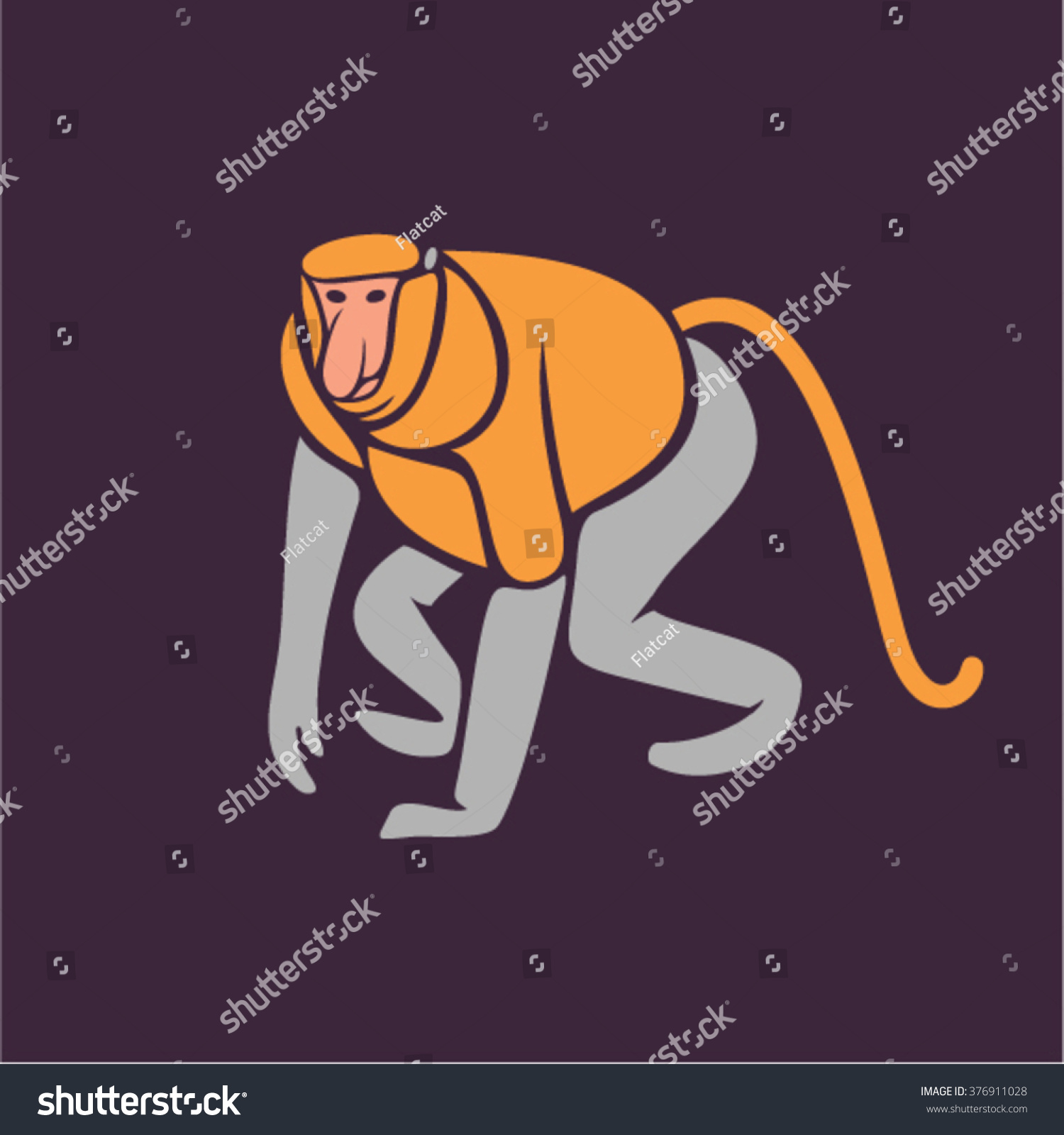 Proboscis Monkey - Royalty Free Stock Vector 376911028 - Avopix.com