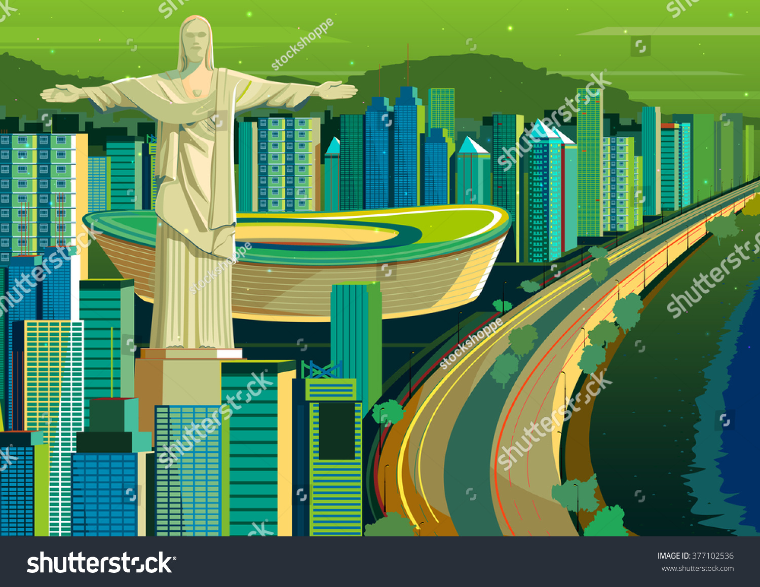 vector illustration of Christ the Redeemer - Royalty Free Stock Vector ...