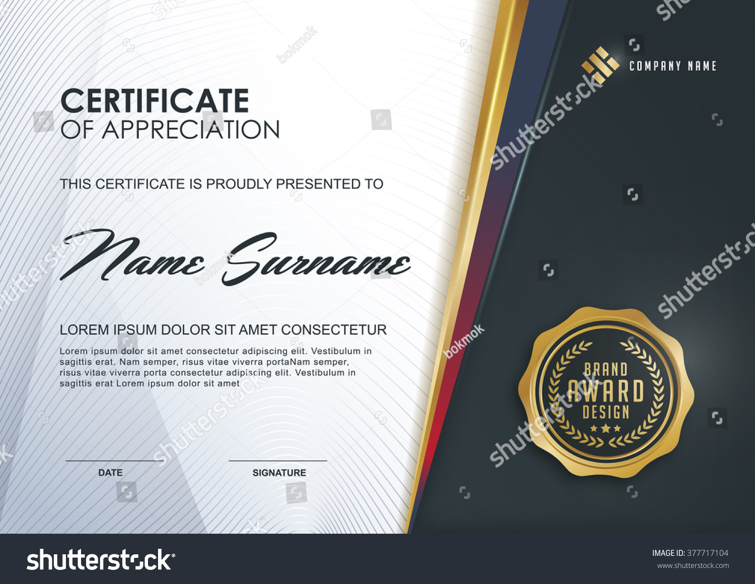 certificate template with luxury and modern pattern,diploma,Vector illustration  #377717104