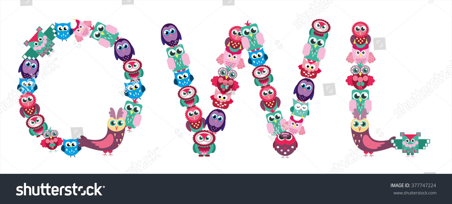 Cute Vector Collection of Bright Owls #377747224