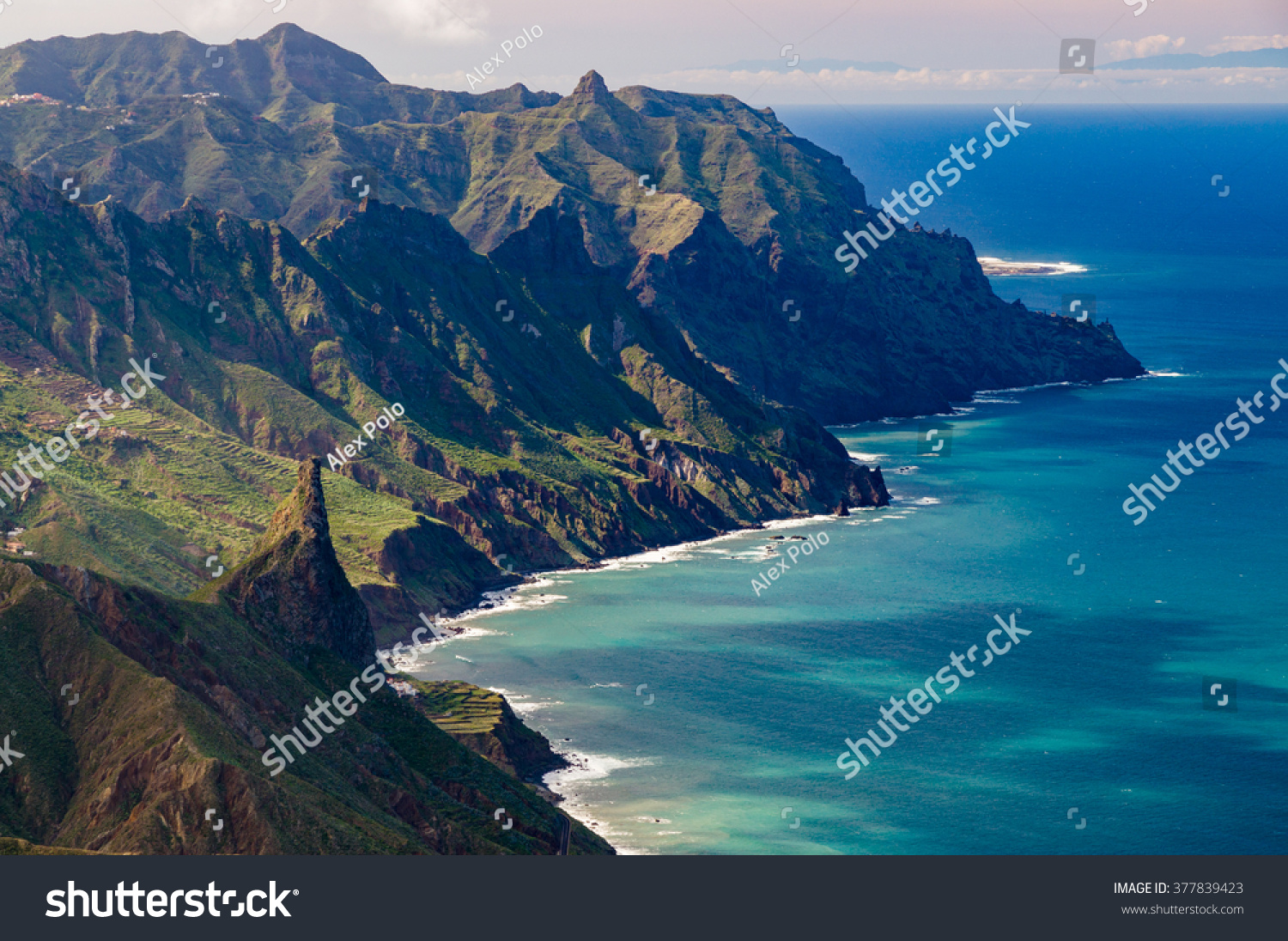Roque de las Animas and Anaga mountains, Tenerife island, Spain #377839423