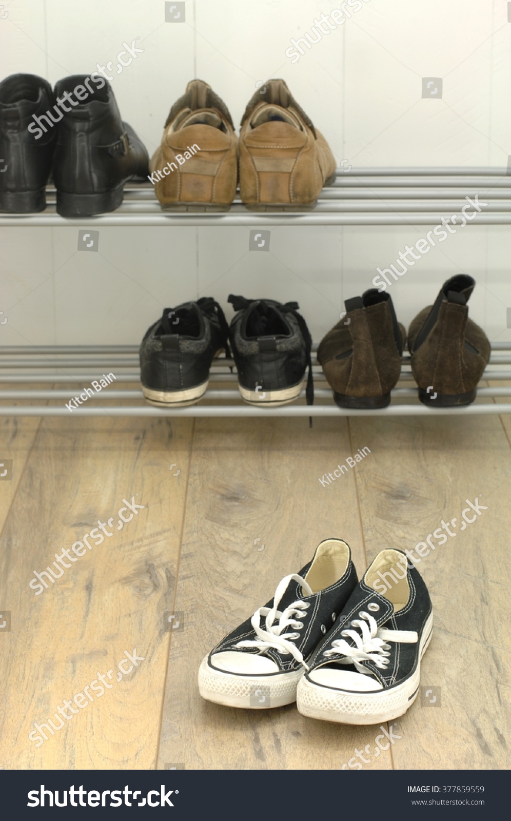 A studio photo of shoe storage #377859559