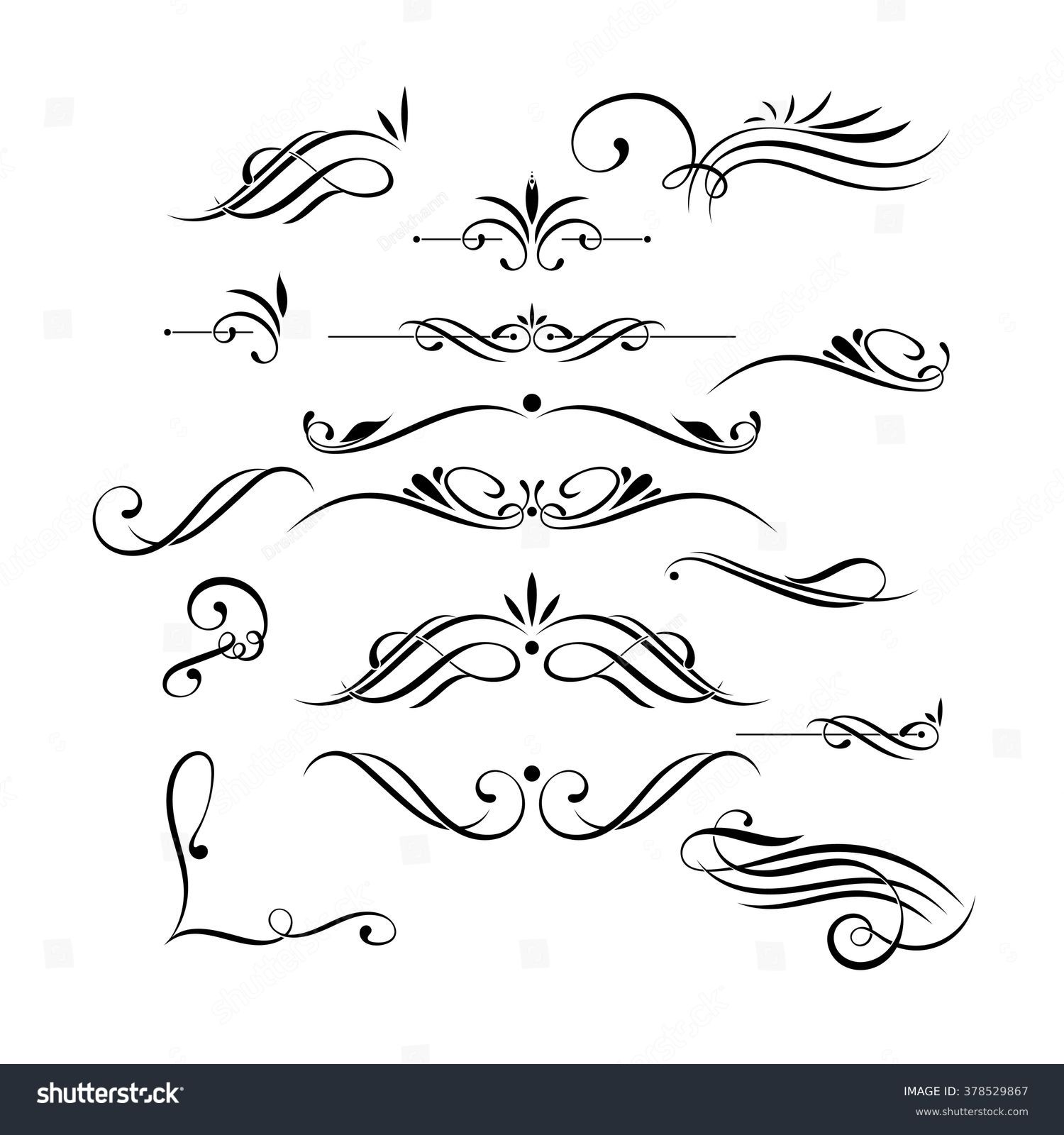 Vector set of elegant curls and swirls. Elements for design. Ornate lines. #378529867