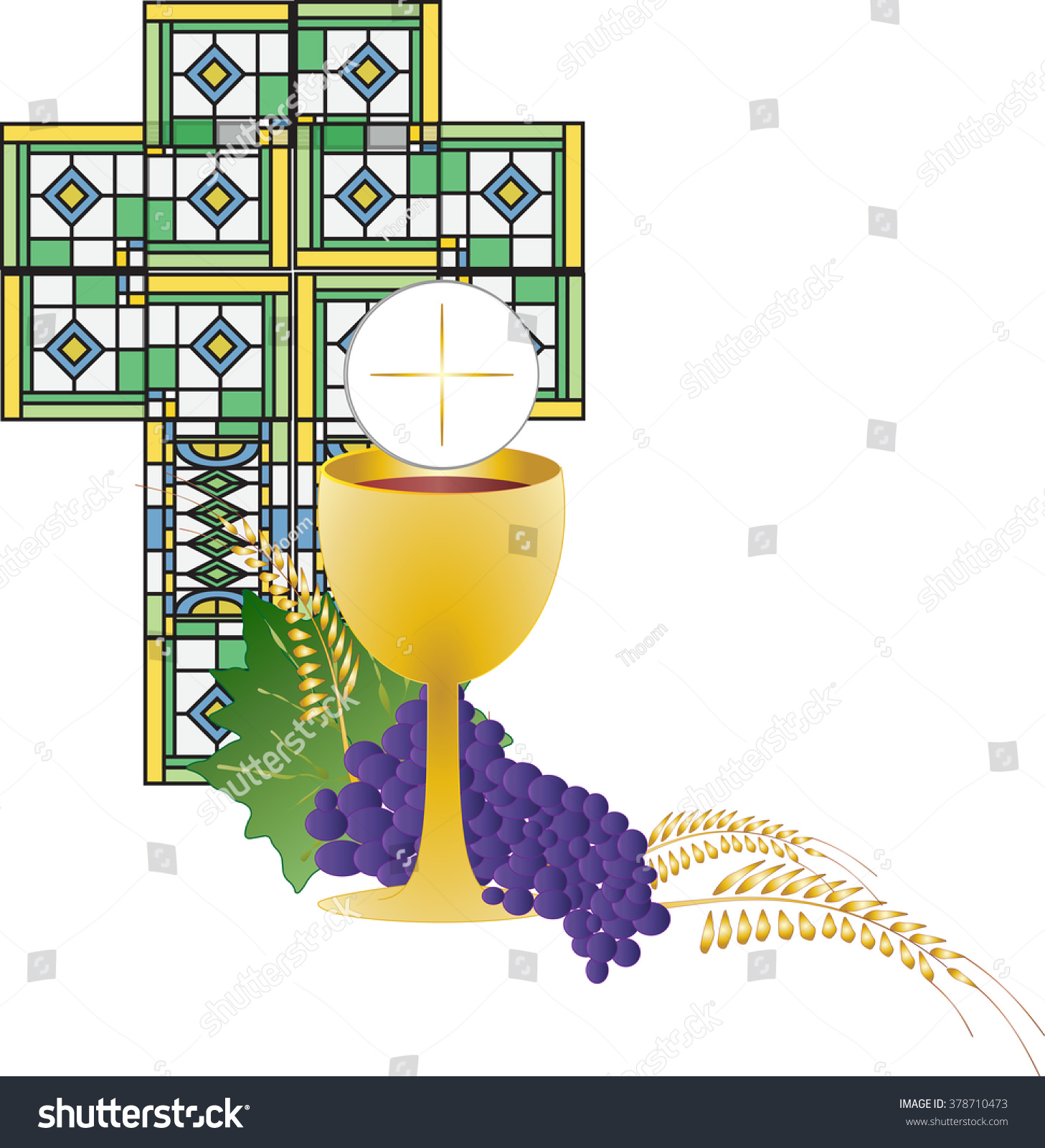 Eucharist symbol of bread and wine, chalice and - Royalty Free Stock ...