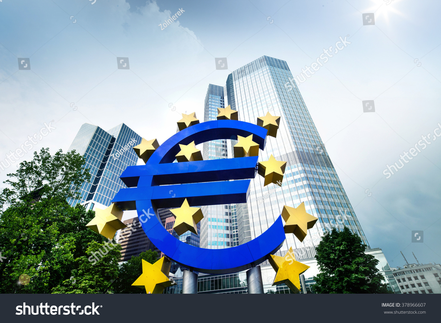 European central bank. Euro. Frankfurt city. Business and finance concept. #378966607