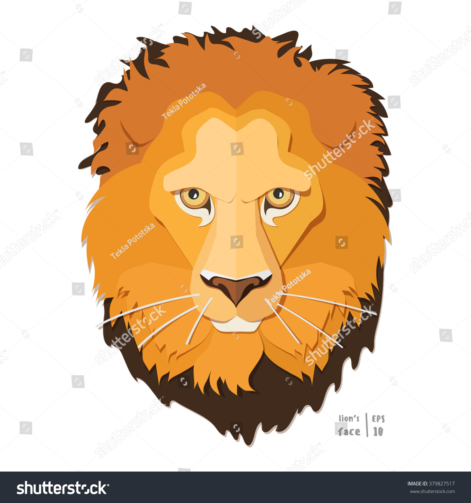 Download Lion Face Close Up 3d Paper Cut Out Design Royalty Free Stock Vector 379827517 Avopix Com