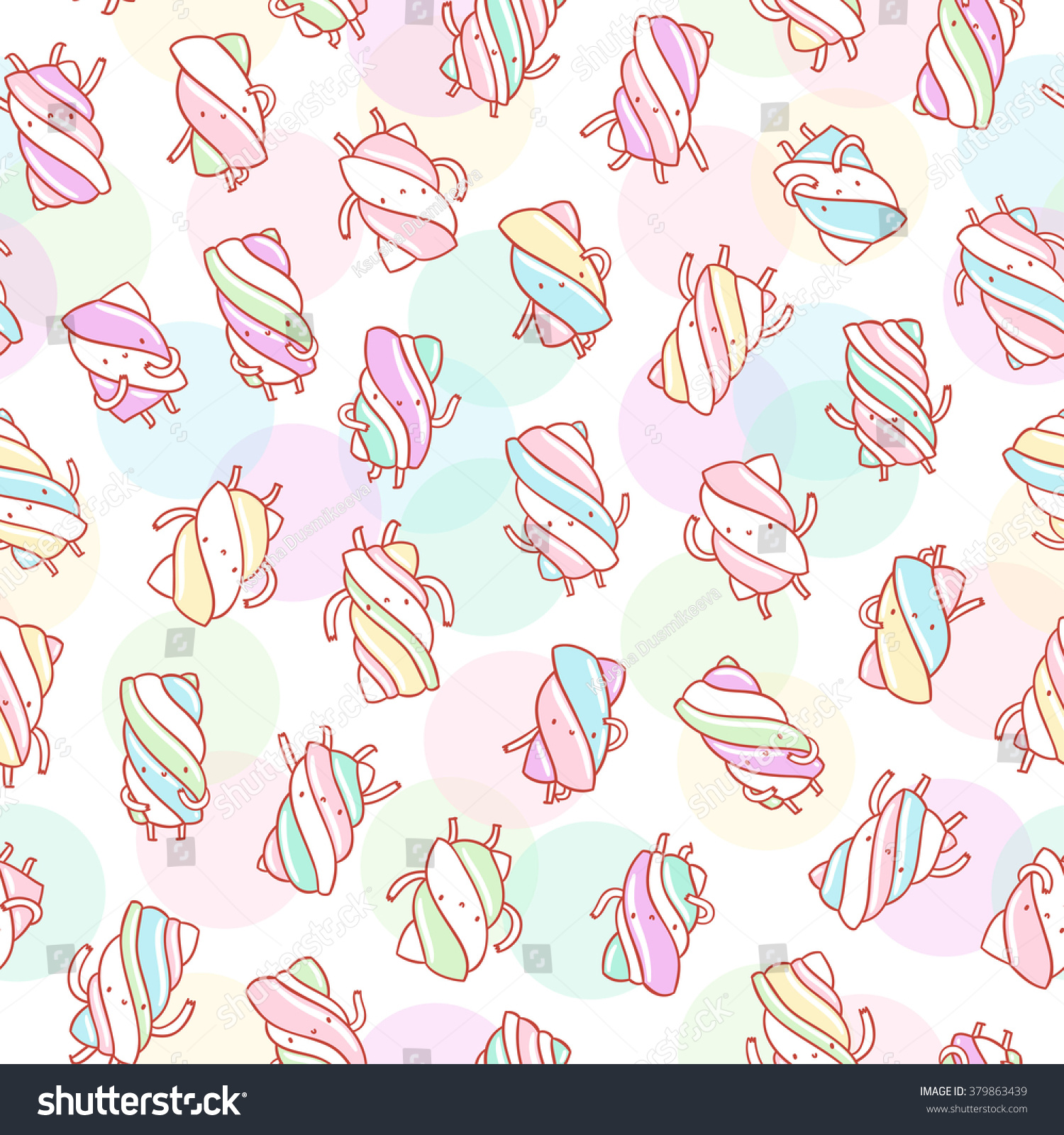 Marshmallow Characters Seamless Pattern On Royalty Free Stock Vector