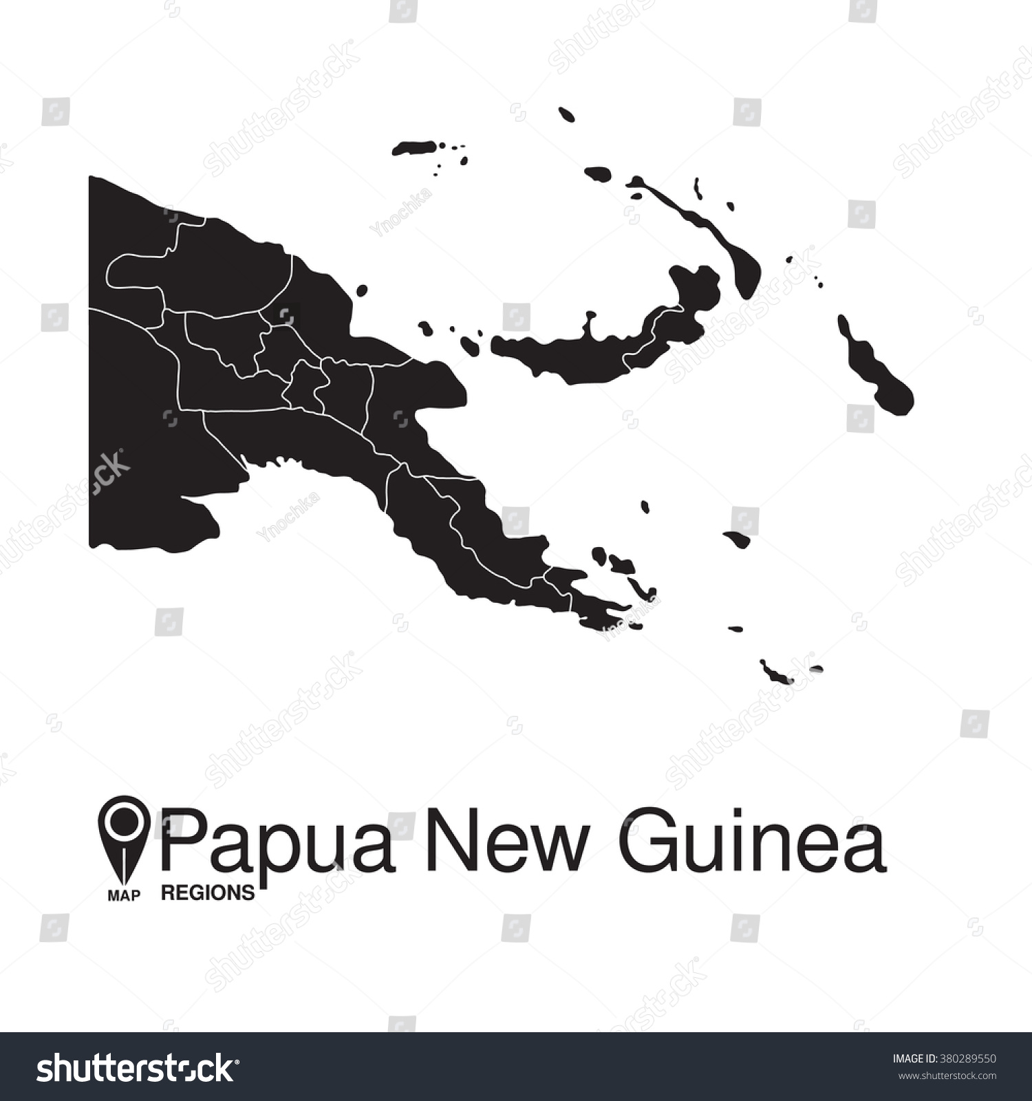 Papua New Guinea Map Regions Royalty Free Stock Vector 380289550