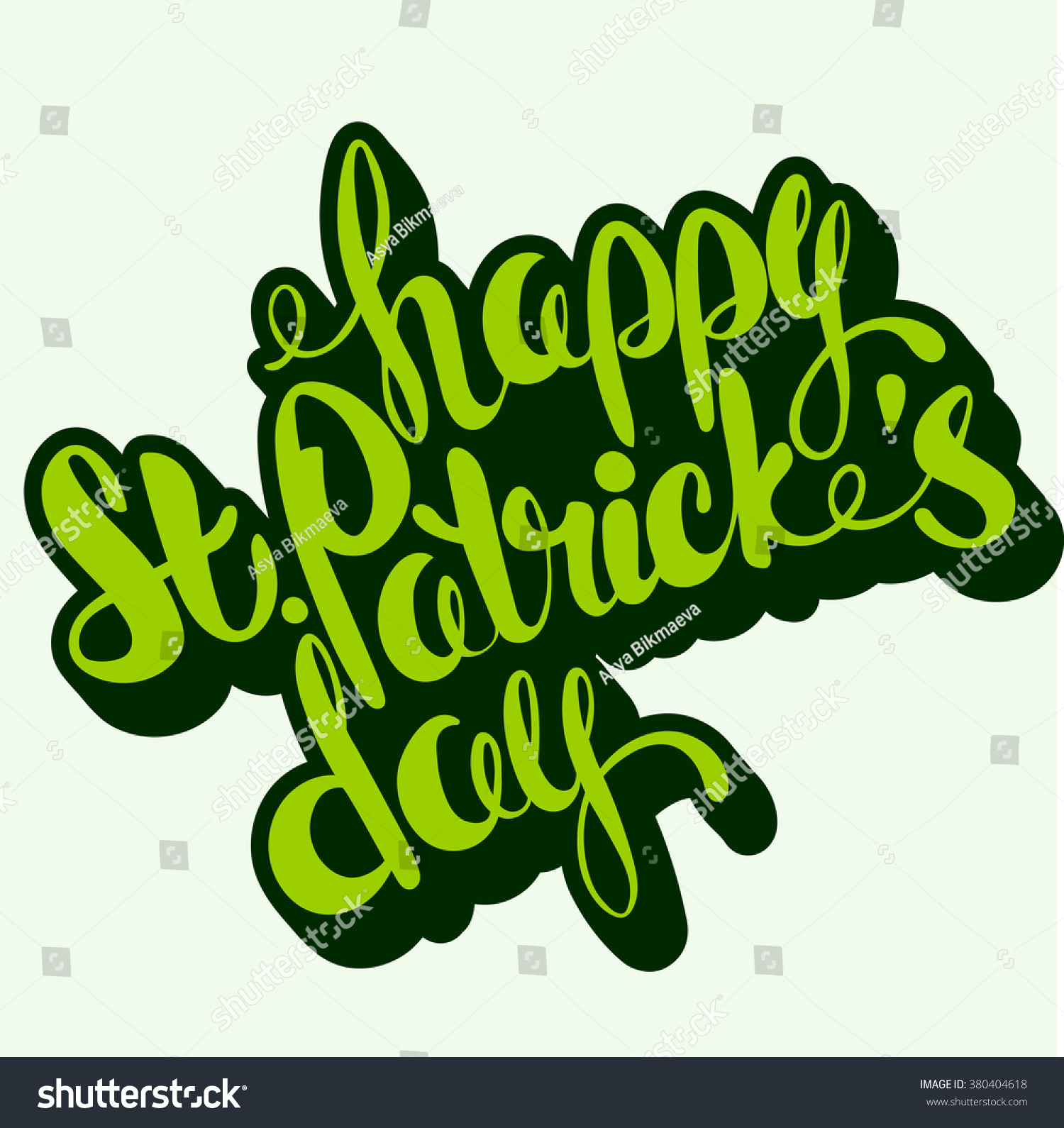 St Patricks Day Greeting Lettering Happy St Royalty Free Stock Vector 380404618 3220