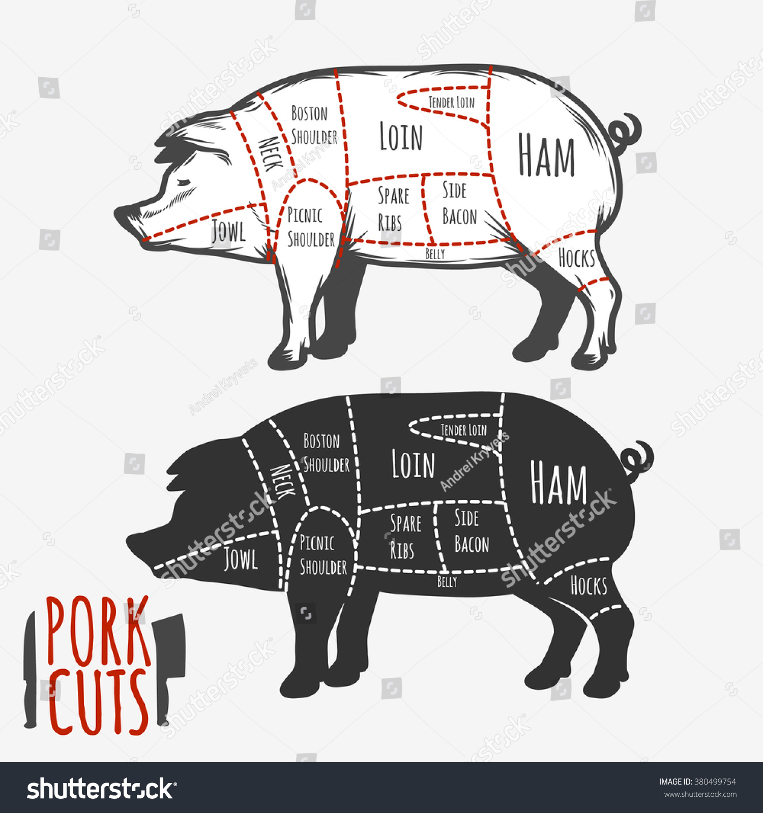 Pork cuts for your design. - Royalty Free Stock Vector 380499754 ...