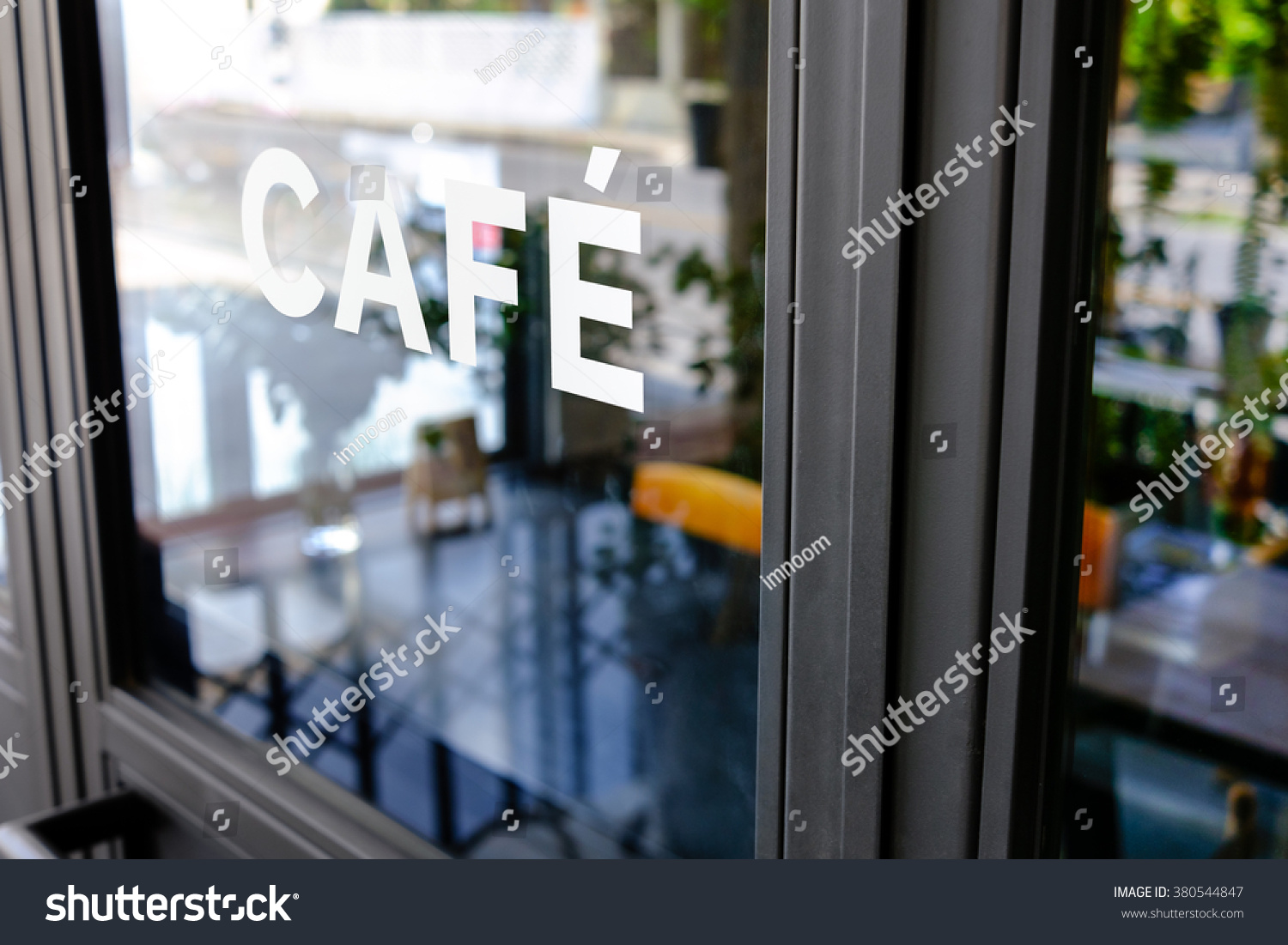 Alphabet cafe word on the window #380544847