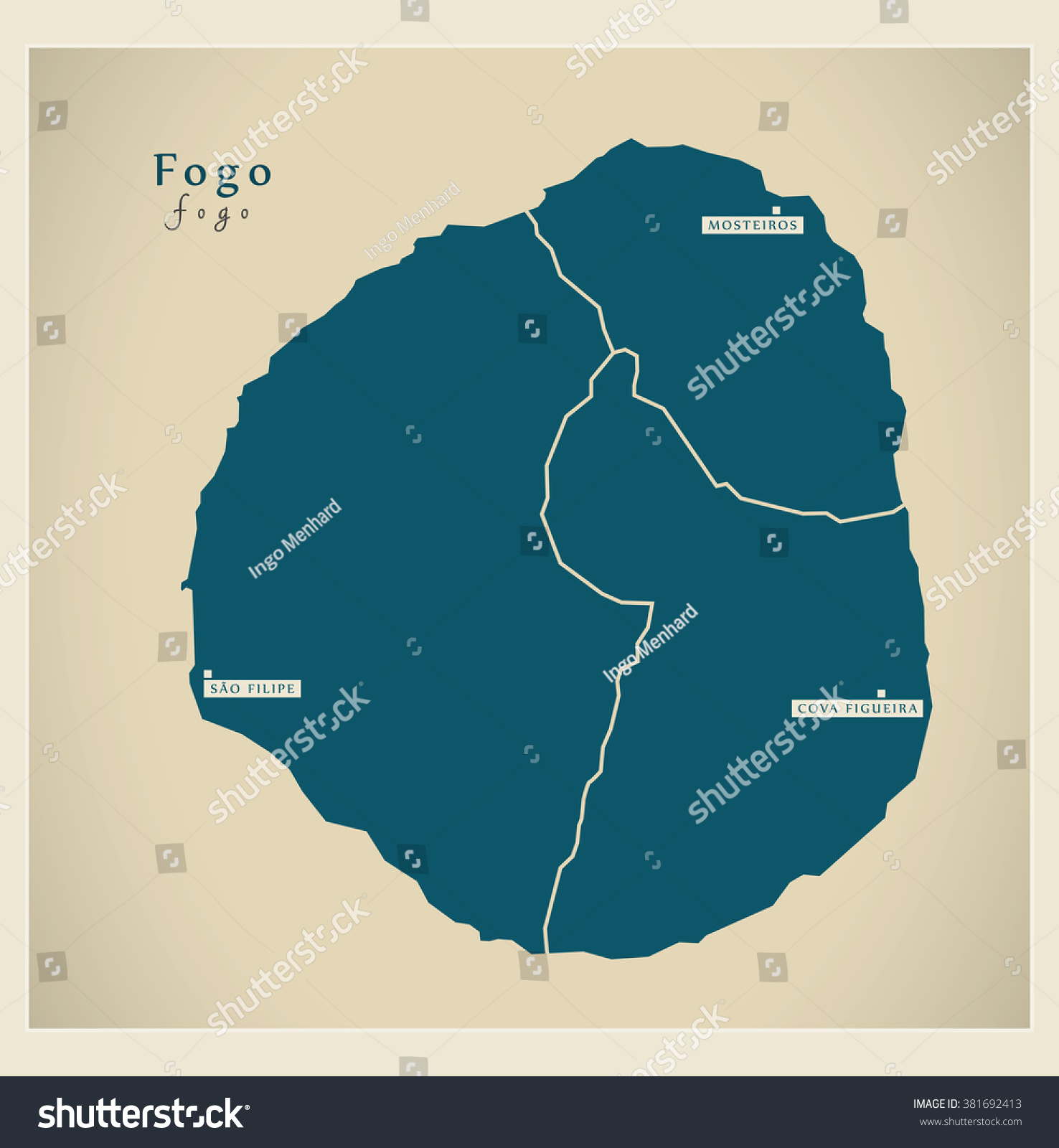 Modern Map - Fogo with municipalities CV - Royalty Free Stock Vector ...