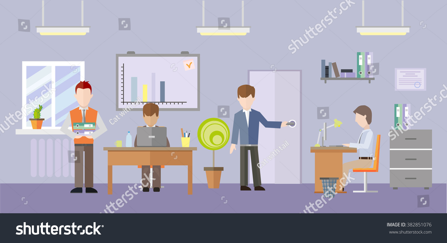 Typical working day in the office. Vector - Royalty Free Stock Vector ...