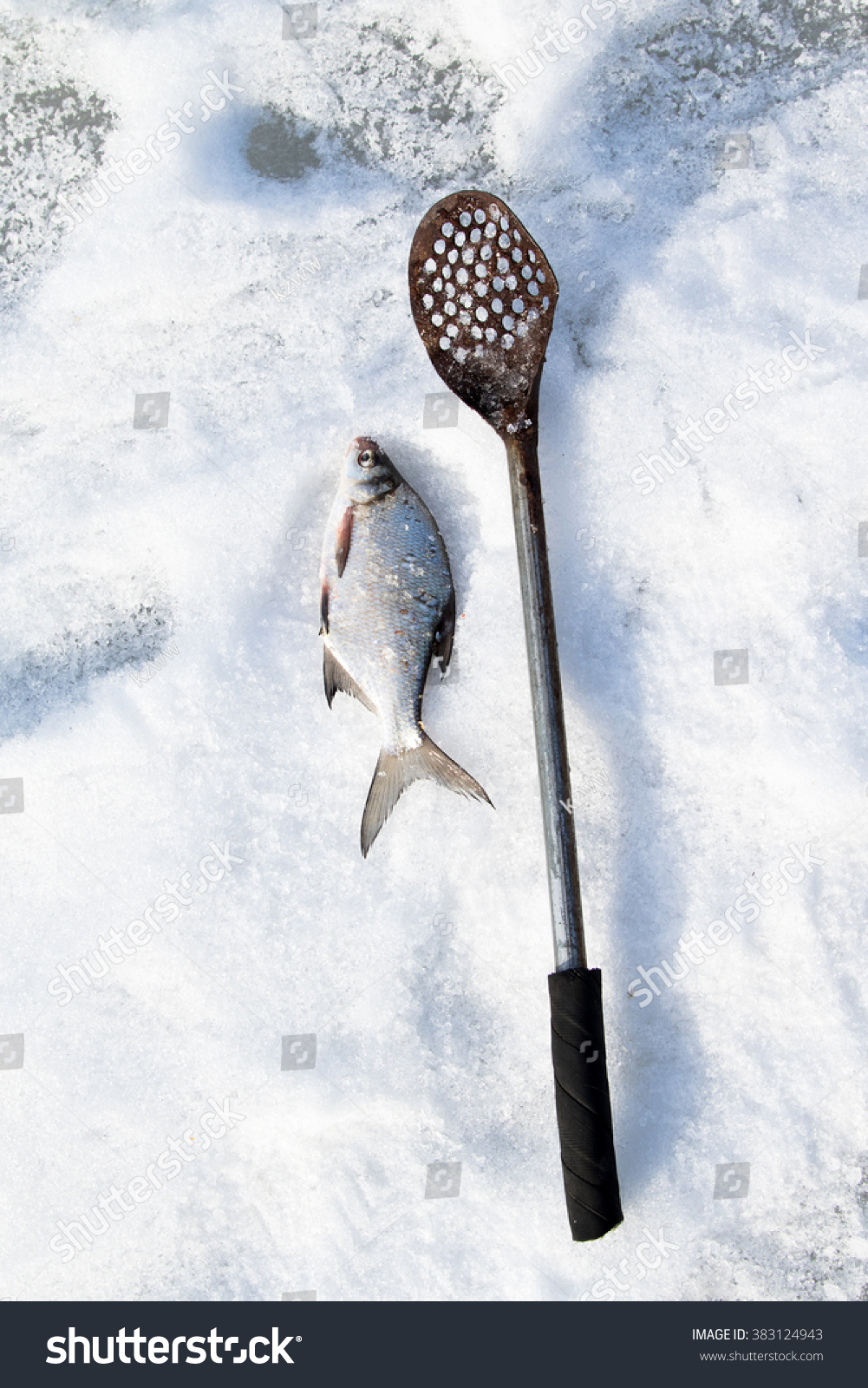 Winter fishing, fish on ice #383124943