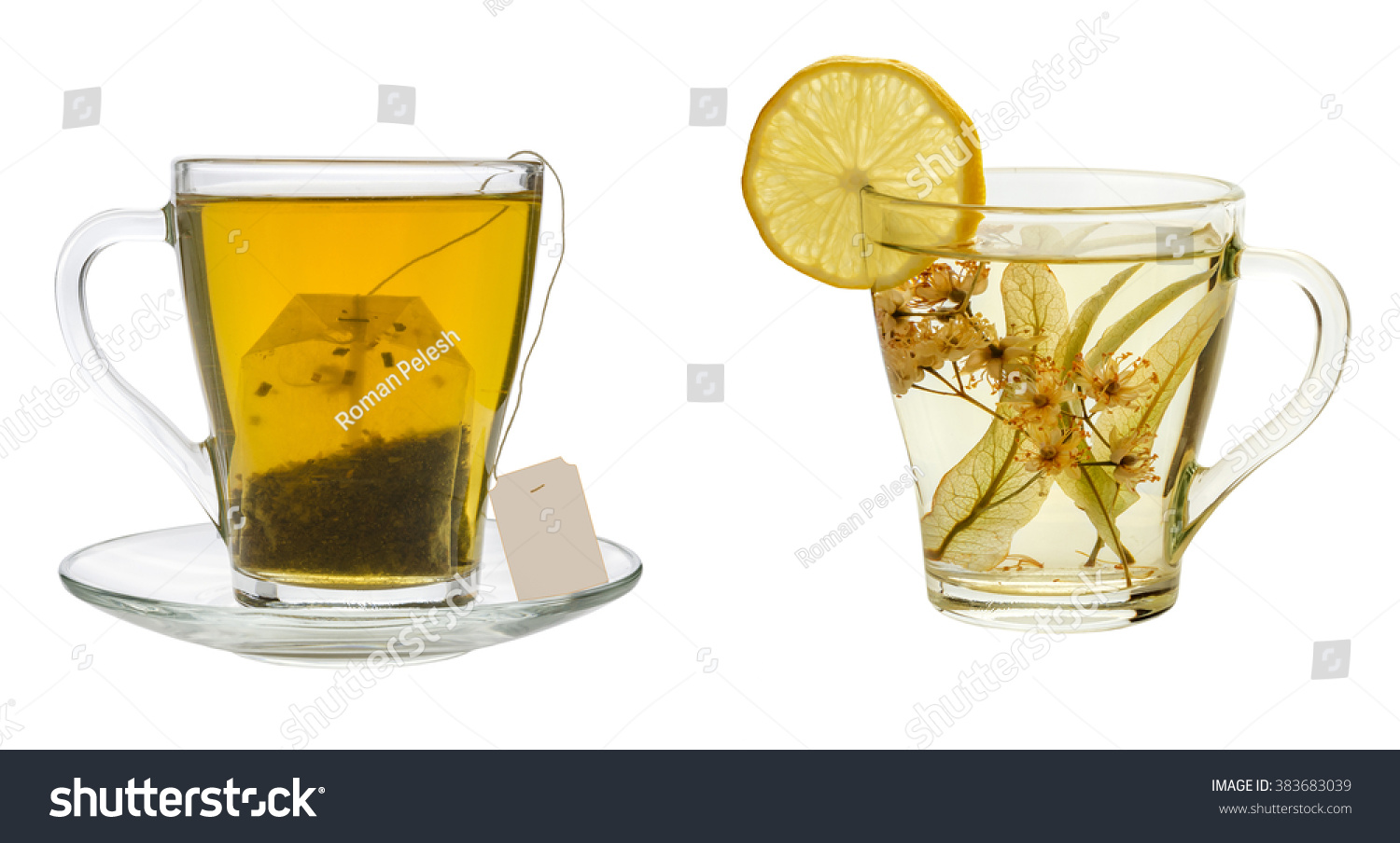 herbal tea and tea bag on a white background #383683039
