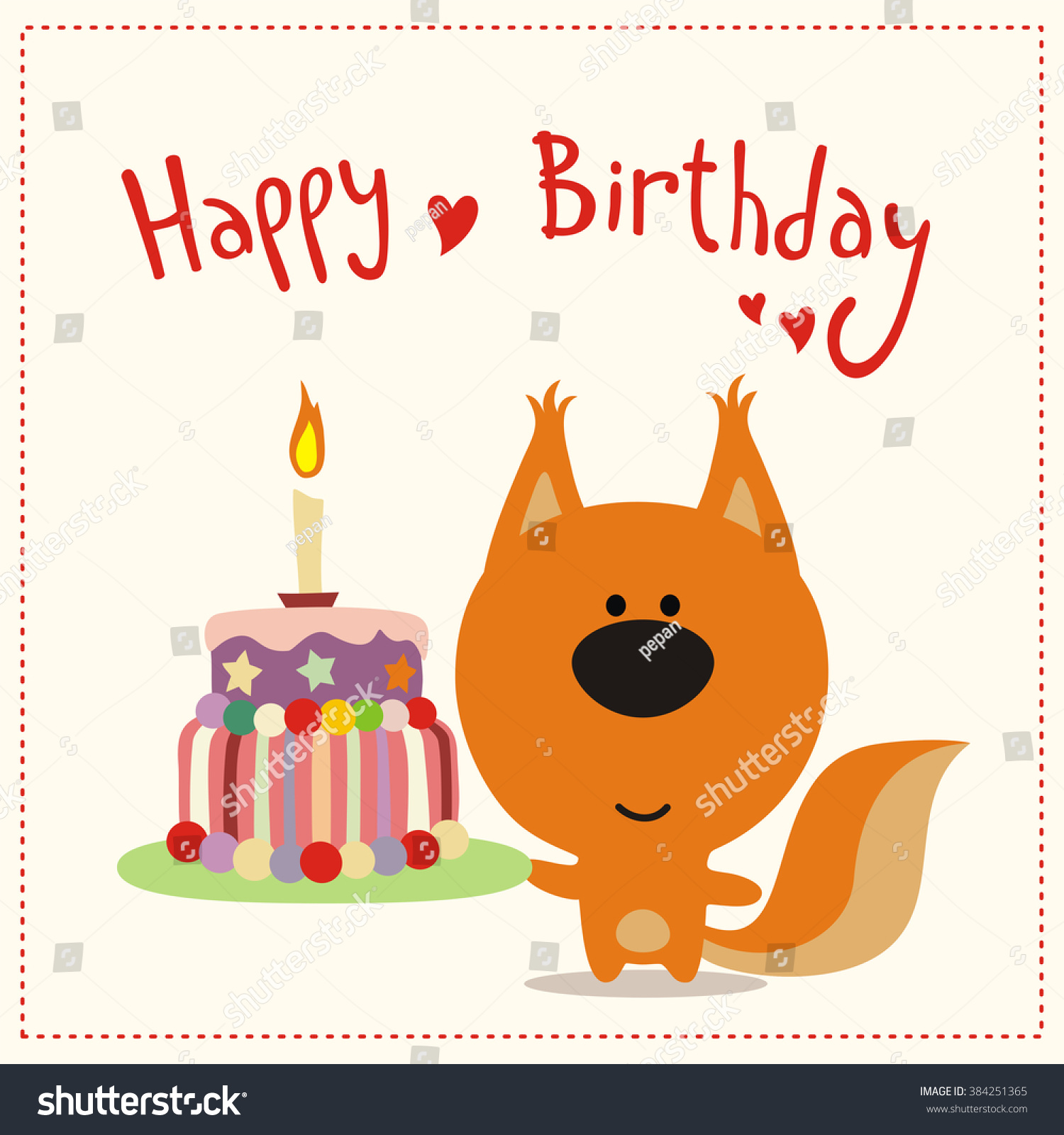 Greeting card happy birthday. Cute little - Royalty Free Stock Vector ...