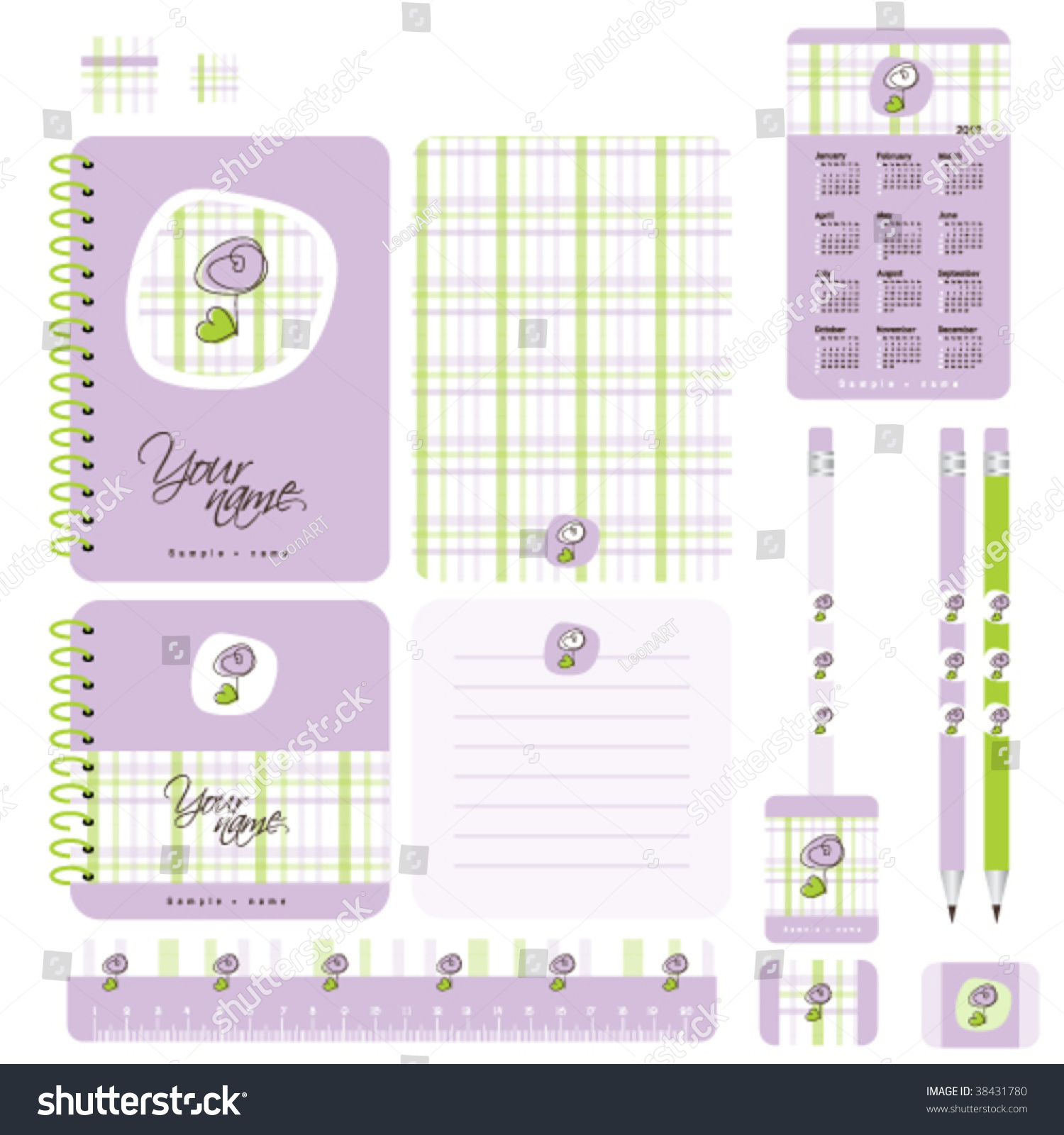 Design elements for notebook and other school accessories #38431780