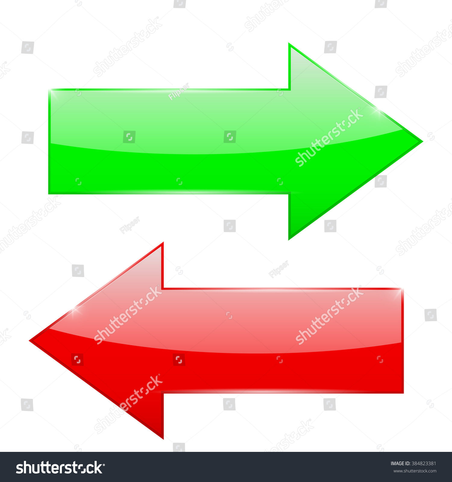 Green arrow, red arrow, shiny icon. Raster - Royalty Free Stock Photo ...