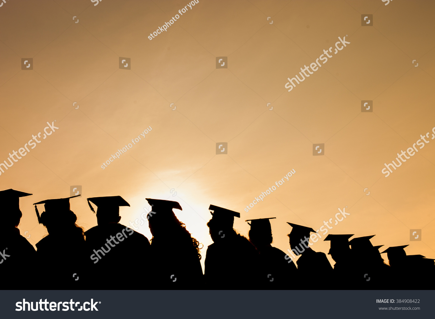 Education Graduation with sunset sky background #384908422
