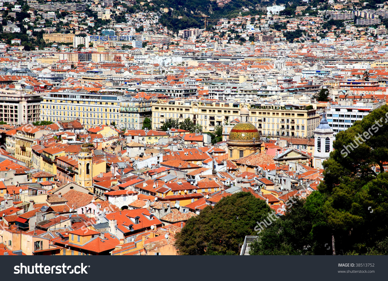 aerial view of the Nice old town France #38513752