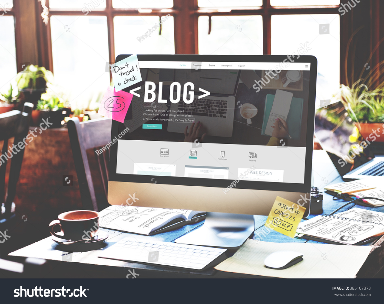 Blog Blogging Homepage Social Media Network Concept #385167373