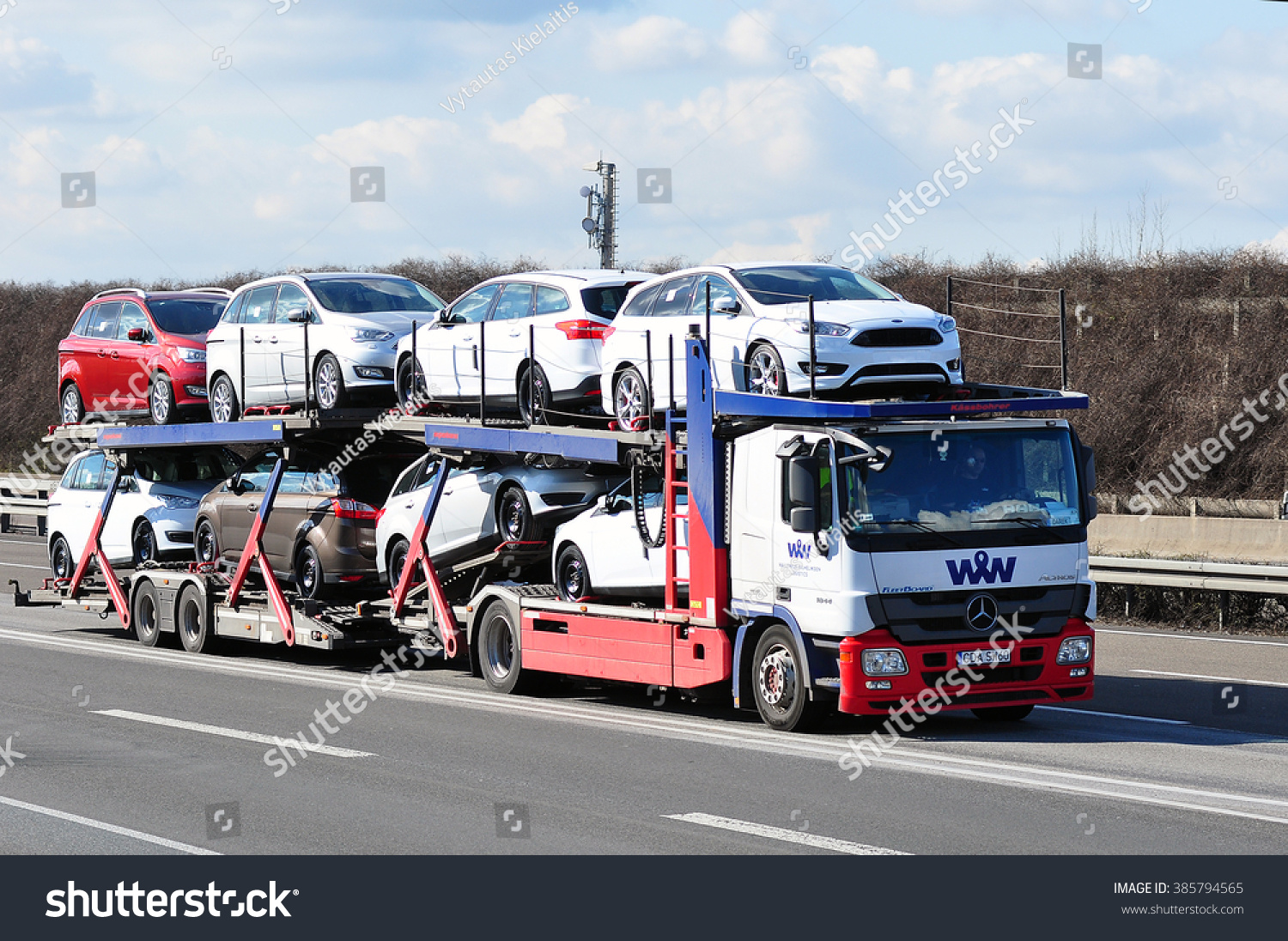FRANKFURT,GERMANY - FEBR 25: NETTO truck on the highway on February 25,2016 in Frankfurt, Germany. #385794565