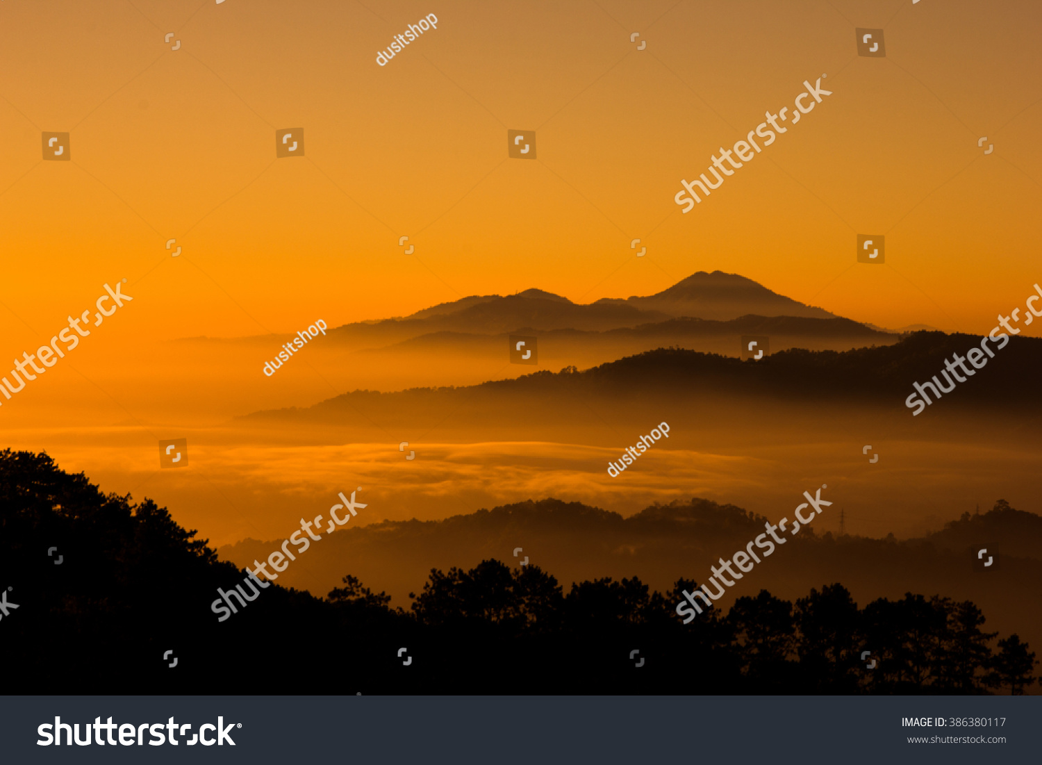 sunset on the mountain #386380117