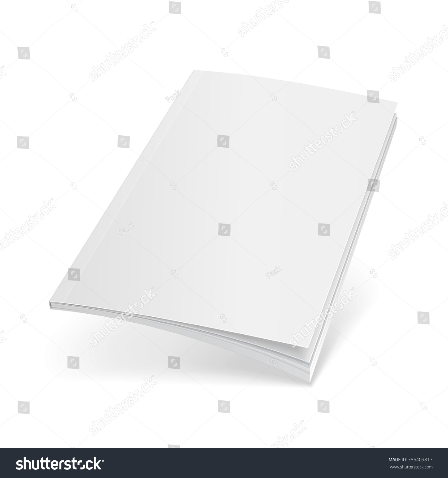 Blank Flying Cover Of Magazine, Book, Booklet, Brochure. Illustration Isolated On White Background. Mock Up Template Ready For Your Design. Vector EPS10 #386409817