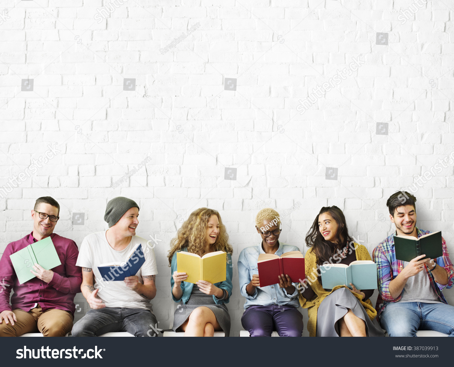 Diverse People Reading Books Study Concept #387039913