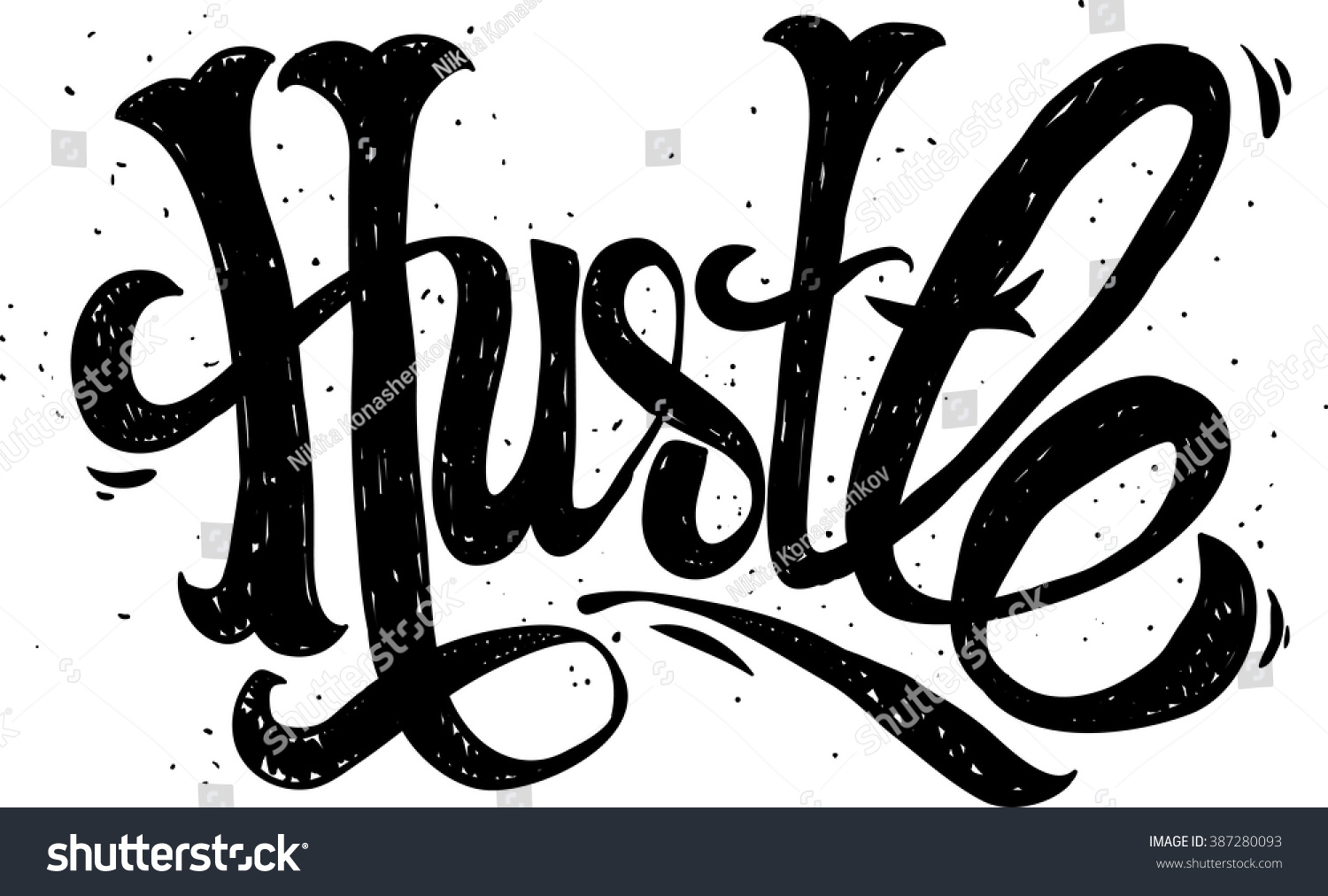 Vector Illustration Calligraphy Hustle, Graphics - Royalty Free Stock ...