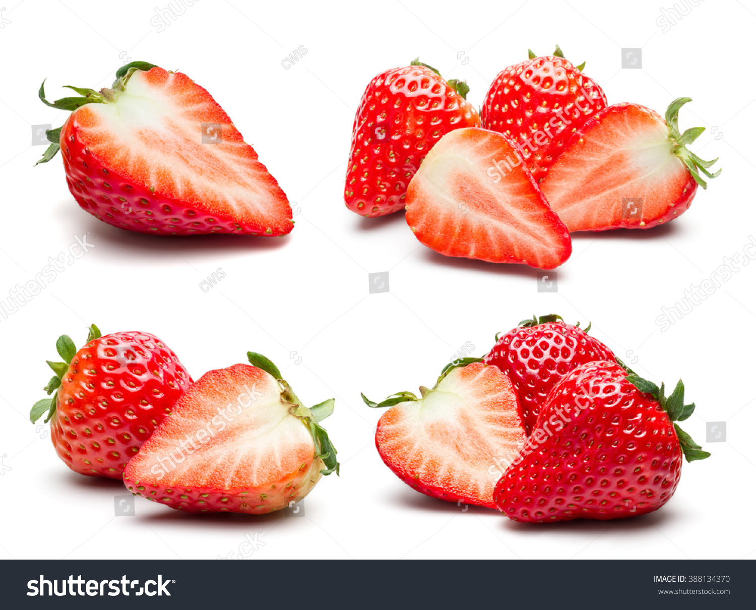 A set of fresh strawberry isolated on white background. #388134370