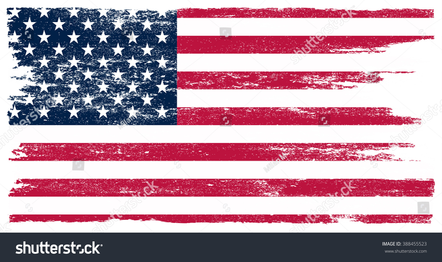 Grunge USA flag. American flag with grunge texture. Vector flag of USA. #388455523