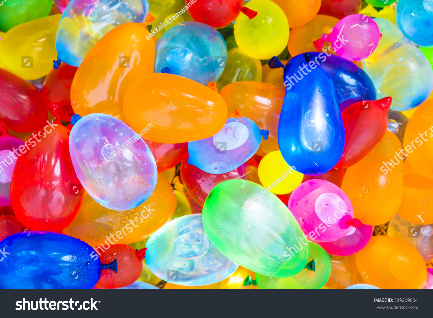 Many bright and colorful water balloons #389209804
